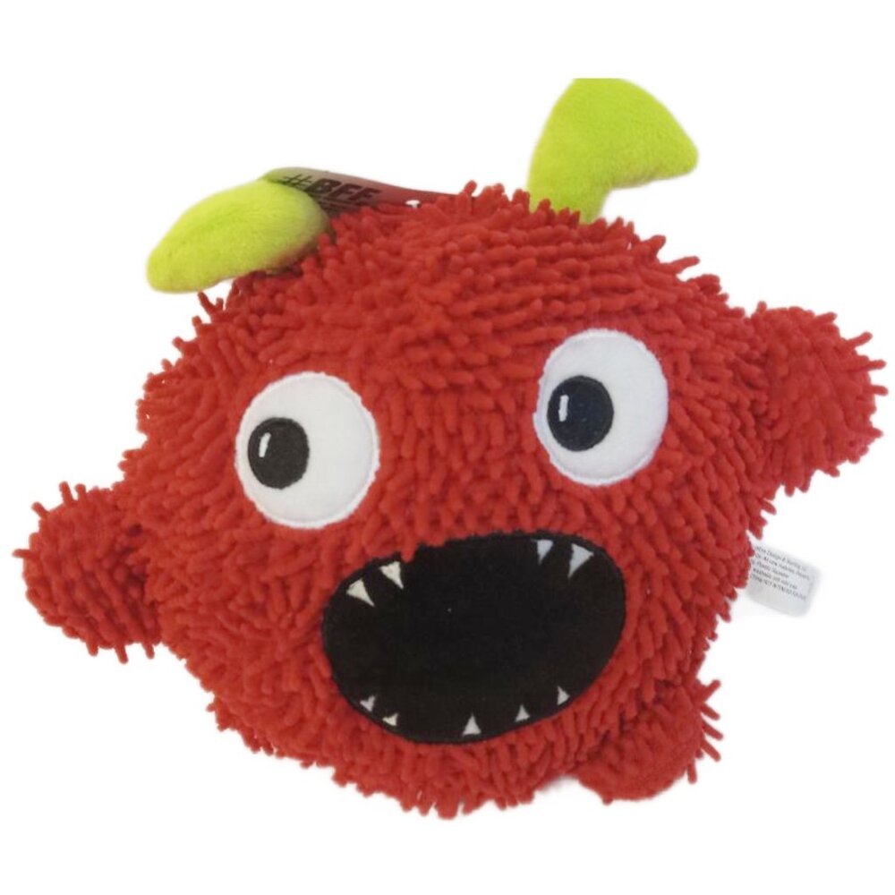Innovative Design Dog Toy Plush  Red #BFF Noodle Monster Squeak And Crinkle